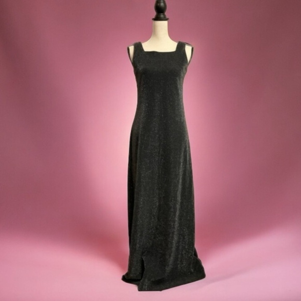 Rhapsody Black Sparkle Sleeveless Evening Gown